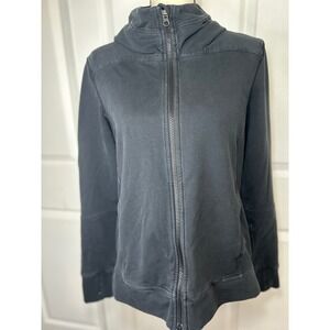 Lululemon Stride Jacket Black Size 6‎ Full Zip Hoodie Thumbholes Logo Back Vent